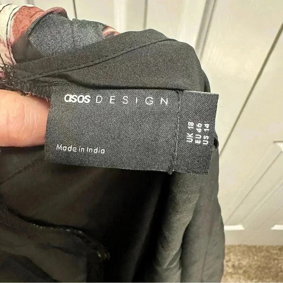 Asos Design Curve Floral Print Long Sleeve Satin Mini dress Size 14 NWOT - Picture 13 of 14